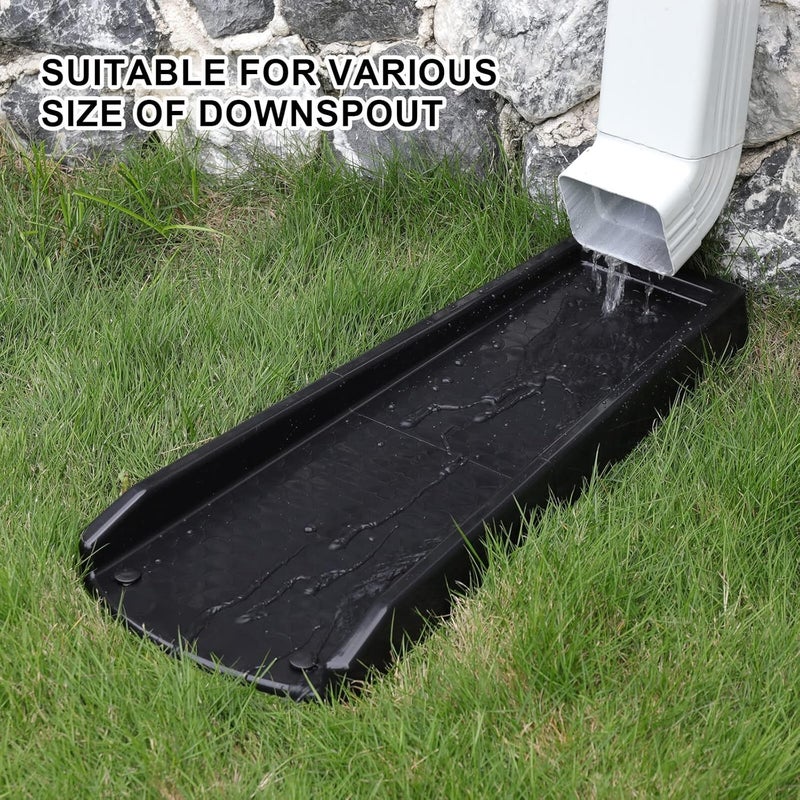 plusgutter Rain Gutter Downspout Splash Block, Gutter Downspout Extensions for Water Drainage, 24" Gutter Splash Guards Downspout Extender, Fixable Down spout Drain Trays with PE Nails(2 Pack, Black) - Image 5